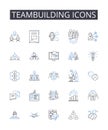 Teambuilding icons line icons collection. Leadership symbols, Collaboration graphics, Partnership emblems, Unity logos