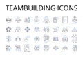 Teambuilding icons line icons collection. Leadership symbols, Collaboration graphics, Partnership emblems, Unity logos