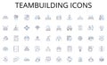 Teambuilding icons line icons collection. Freight, Shipping, Transport, Supply, Distribution, Warehousing, Inventory