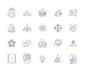 Teambuilding icons outline icons collection. Team, building, icons, symbols, iconography, illustrations, drawings vector