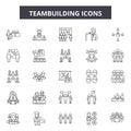 Teambuilding line icons, signs, vector set, outline illustration concept