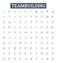 Teambuilding vector line icons set. Teamwork, Collaboration, Problem-solving, Communication, Constructive, Interaction