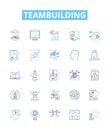 Teambuilding vector line icons set. Teamwork, Collaboration, Problem-solving, Communication, Constructive, Interaction