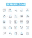 Teambuilding vector line icons set. Teamwork, Collaboration, Problem-solving, Communication, Constructive, Interaction
