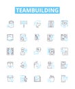 Teambuilding vector line icons set. Teamwork, Collaboration, Problem-solving, Communication, Constructive, Interaction