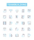 Teambuilding vector line icons set. Teamwork, Collaboration, Problem-solving, Communication, Constructive, Interaction