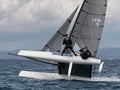 Teams competing on Formula 18 national catamaran race