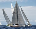 Teams competing on Maxi Yacht Rolex Cup sail boat race in Sardinia
