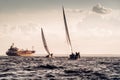 Teams competing in sailing regatta. Akrotiri bay. Limassol, Cyprus