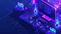 Teams of computer programmers, project managers, graphic designers, create software, code, develop adaptive layout, work Royalty Free Stock Photo
