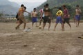 teams of teenage and young boys playing soccer Royalty Free Stock Photo