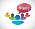 Teamwork active life sign illustration design