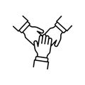 Teamwork Alliance Partnership Help Together Hand Outline Icon. Collaboration Group Team Job Linear Pictogram. Company Royalty Free Stock Photo