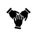 Teamwork Alliance Partnership Help Together Hand Silhouette Icon. Collaboration Group Team Job Black Pictogram. Company Royalty Free Stock Photo