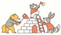 Teamwork Animals Building with Blocks: Collaborative Play, vector design Generative AI Royalty Free Stock Photo