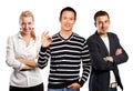 Teamwork and Asian Man In Striped Pullover Royalty Free Stock Photo