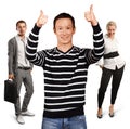 Teamwork and Asian Man In Striped Pullover Royalty Free Stock Photo