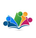 Teamwork book logo vector education