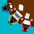 Teamwork and brainstorming concept with businessmen seating around table and working Royalty Free Stock Photo