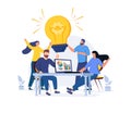 Teamwork brainstorming. Online assistant at work. promotion in the network. manager at remote work, searching new ideas Royalty Free Stock Photo