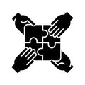 Teamwork building black glyph icon