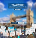 Teamwork Business concept with doodles Sketch background: Royalty Free Stock Photo
