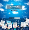 Teamwork Business concept with doodles Sketch background Royalty Free Stock Photo