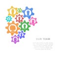 Teamwork business concept with gears. Banner design. Flat style vector