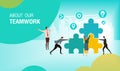 Teamwork business people holding a puzzle piece Royalty Free Stock Photo