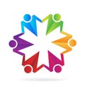 Teamwork business hugging people logo