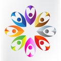 Logo teamwork love heart charity business colorful people icon logotype vector Royalty Free Stock Photo