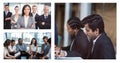 Teamwork business meeting collage Royalty Free Stock Photo