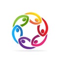 Teamwork business people in a circle shape icon vector logo Royalty Free Stock Photo