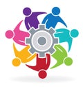 Teamwork business people with gear logo Royalty Free Stock Photo