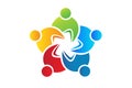 Teamwork unity business five people logo