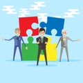 Teamwork business people together symbol. Professional team person group vector. Togetherness partnership work success connection.