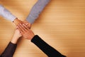 Teamwork,Business team standing hands together in the office Royalty Free Stock Photo