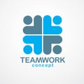 Teamwork businessman unity and cooperation concept created with simple geometric elements as a people crew. Vector icon or logo. Royalty Free Stock Photo