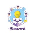 Teamwork businessmen with bulb idea strategy