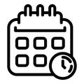 Teamwork calendar icon outline vector. Paper team