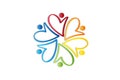 Teamwork charity love heart people artwork logo vector