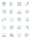 Teamwork Co-operation linear icons set. Synergy, Collaboration, Unity, Partnership, Trust, Bonding, Support line vector Royalty Free Stock Photo