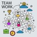 Teamwork business concept with gears and people vector illustration