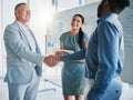 Teamwork, collaboration and business people handshake for partnership, b2b or hiring contract. Welcome, thank you and Royalty Free Stock Photo