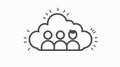 Teamwork and Collaboration Concept with Gear Connecting Three People Under Cloud