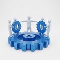 Teamwork and collaboration concept with people and gears interconnected for success Royalty Free Stock Photo