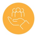 Teamwork color line icon. Diverse group of people.