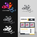 Teamwork Colored Gradient Logo Template Illustration Design