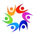 Teamwork colorful diverse people logo