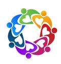 Teamwork colorful people working together logo